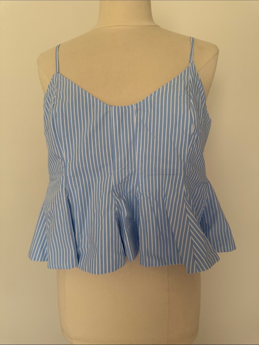 LOFT Blue and White Striped Peplum Camisole
